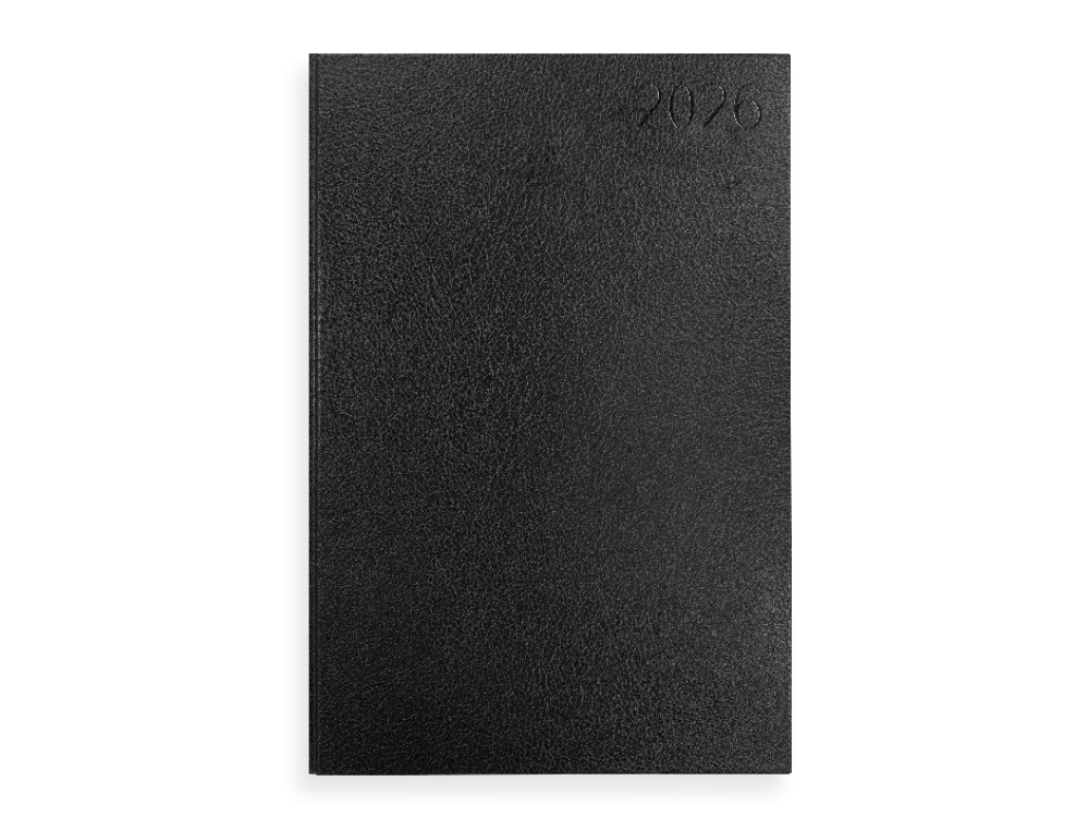 AGENDA ENCADERNADA LIDERPAPEL CORFU A5 2026 SEMANA VISTA PRETO PAPEL 60 GR FSC