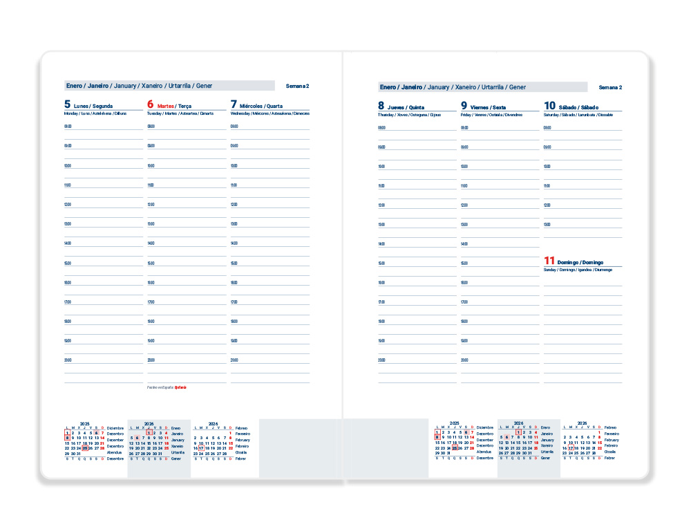 AGENDA ENCADERNADA LIDERPAPEL CRETA 15X21 2026 SEMANA VISTA AZUL ESCURO PAPEL 70 GR FSC