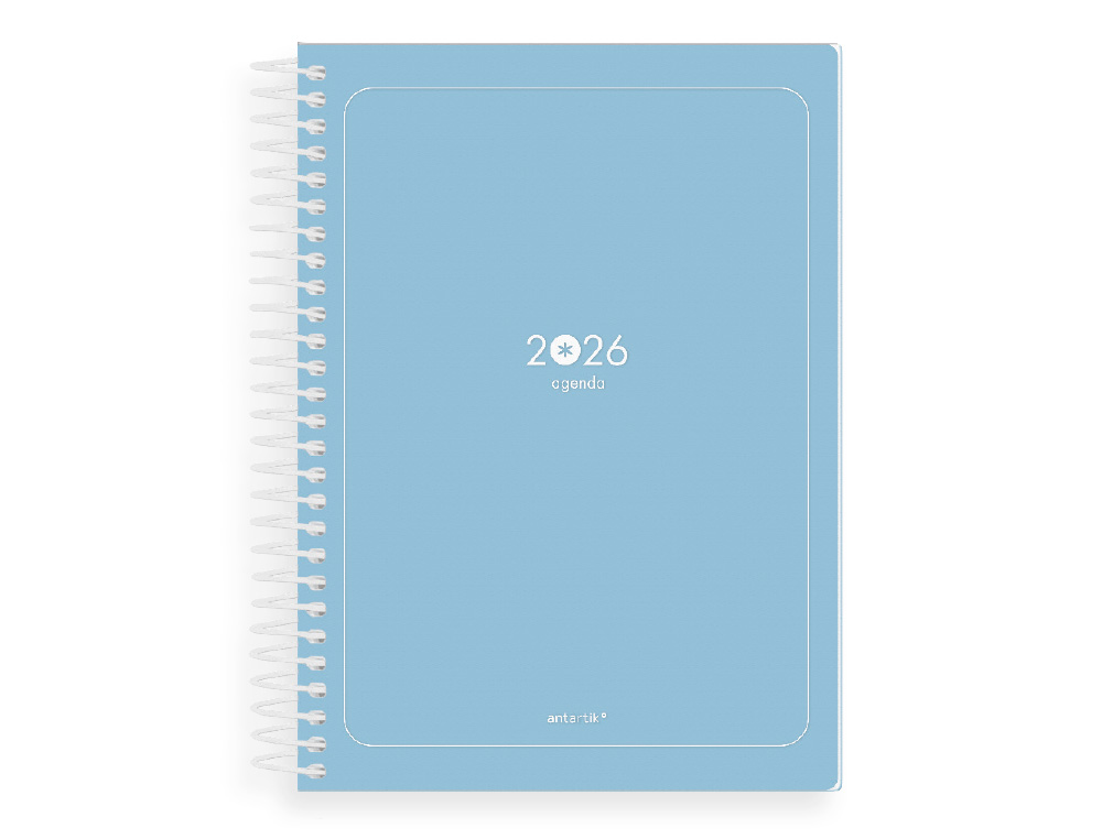 AGENDA ESPIRAL ANTARTIK ESSENTIALS A5+ 2026 DIA PAGINA AZUL CLARO PAPEL 80 GR FSC
