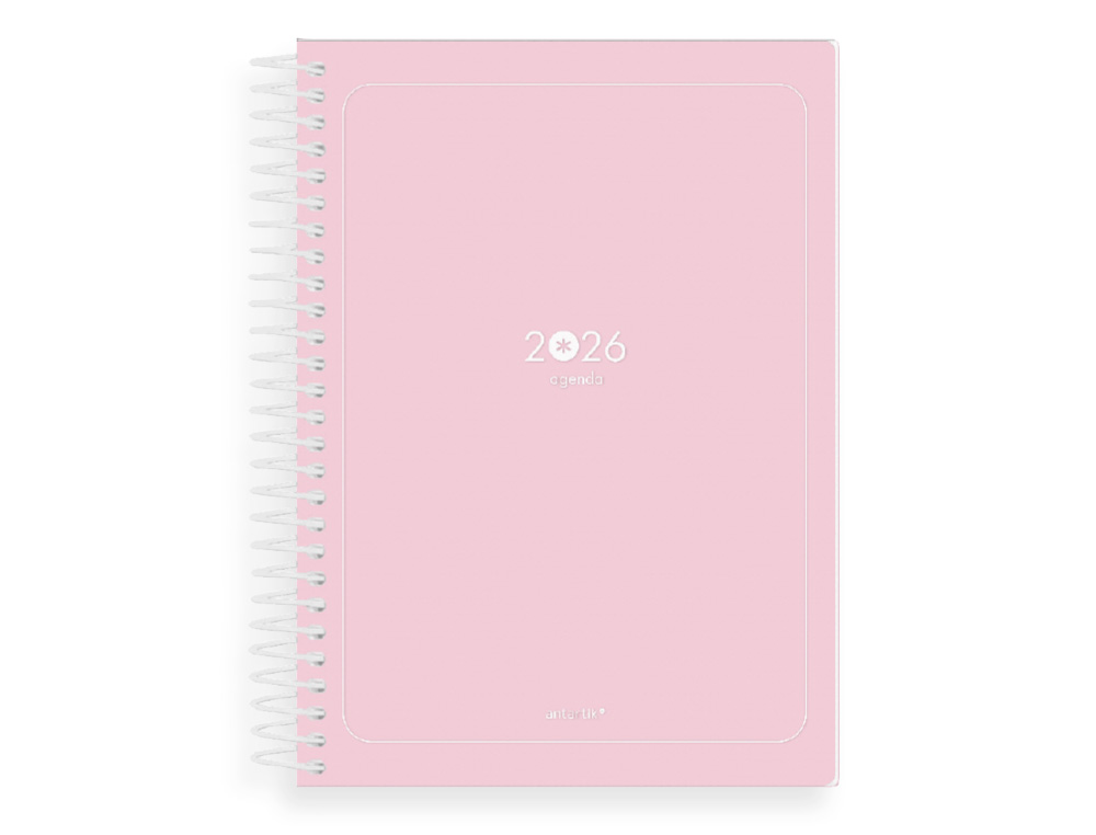 AGENDA ESPIRAL ANTARTIK ESSENTIALS A5+ 2026 DIA PAGINA ROSA PAPEL 80 GR FSC
