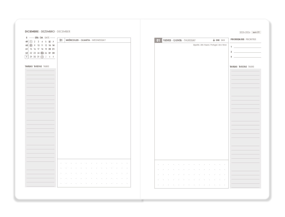 AGENDA ESPIRAL ANTARTIK HERE AND NOW A5+ 2026 DIA PAGINA AZUL CLARO PAPEL 80 GR FSC