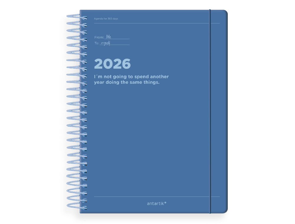 AGENDA ESPIRAL ANTARTIK MANIFEST A5+ 2026 DIA PAGINA AZUL PAPEL 80 GR FSC