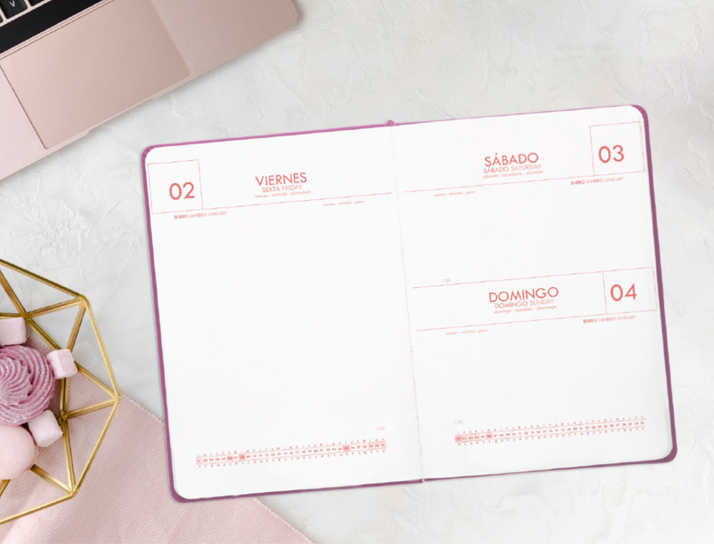 AGENDA ENCADERNADA ANTARTIK TIME TO SHINE A5+ 2026 DIA PAGINA ROXO PAPEL 80 GR FSC