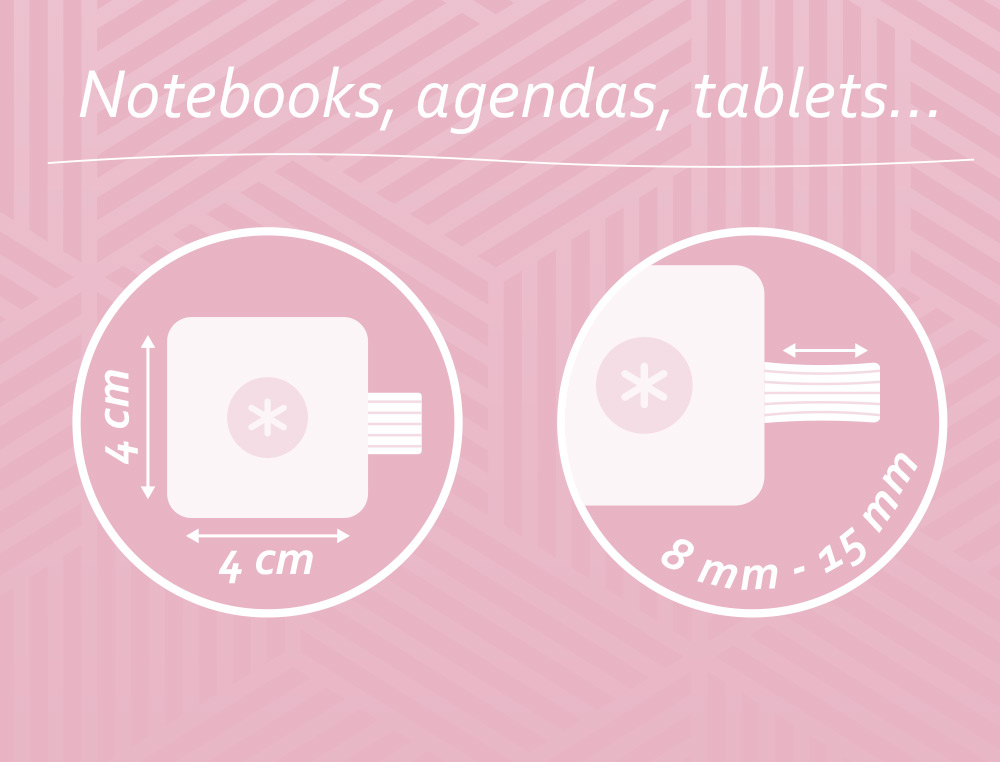 PORTABOLIGRAFO AUTOADHESIVO ANTARTIK PARA CUADERNO NOTE CON ELASTICO HASTA 15 MM GROSOR 80 MM ROSA 40X40 MM