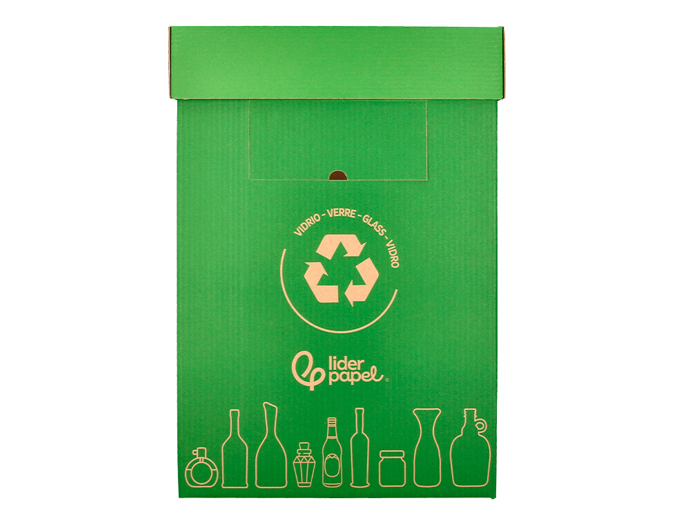CONTENEDOR PAPELERA RECICLAJE LIDERPAPEL CARTON RECICLADO PARA PAPEL Y CARTON 450X350X650 MM 70 LITROS AZUL