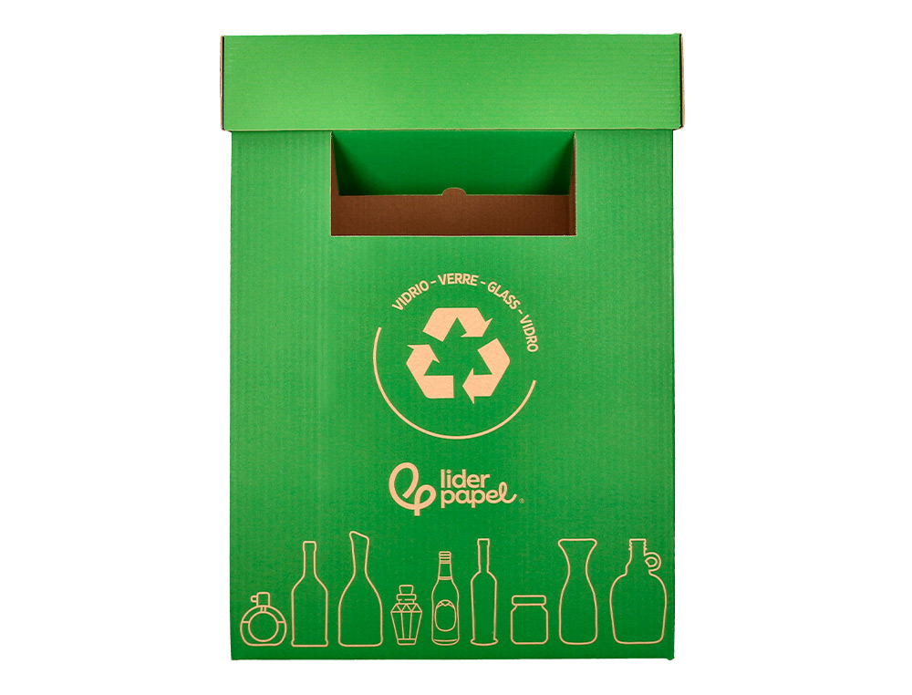 CONTENEDOR PAPELERA RECICLAJE LIDERPAPEL CARTON RECICLADO PARA PAPEL Y CARTON 450X350X650 MM 70 LITROS AZUL