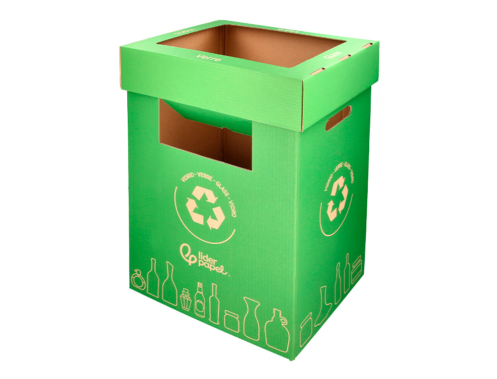 CONTENEDOR PAPELERA RECICLAJE LIDERPAPEL CARTON RECICLADO PARA PAPEL Y CARTON 450X350X650 MM 70 LITROS AZUL