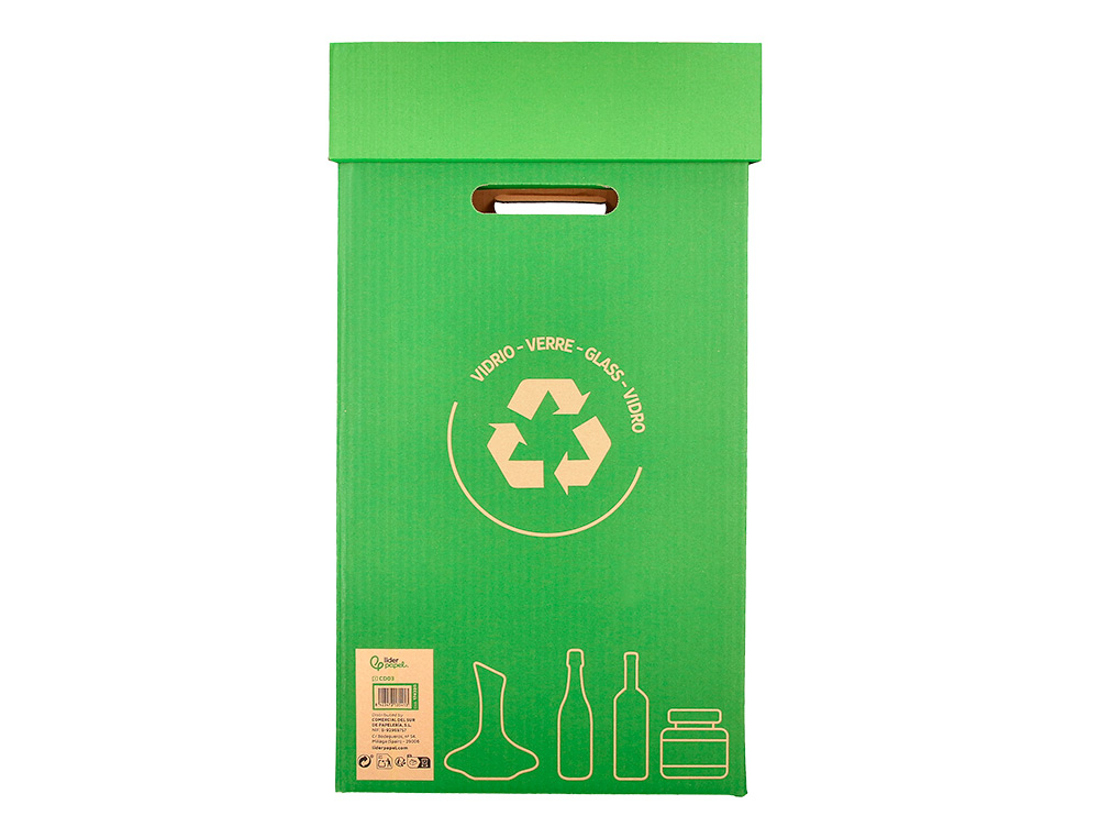 CONTENEDOR PAPELERA RECICLAJE LIDERPAPEL CARTON RECICLADO PARA PAPEL Y CARTON 450X350X650 MM 70 LITROS AZUL