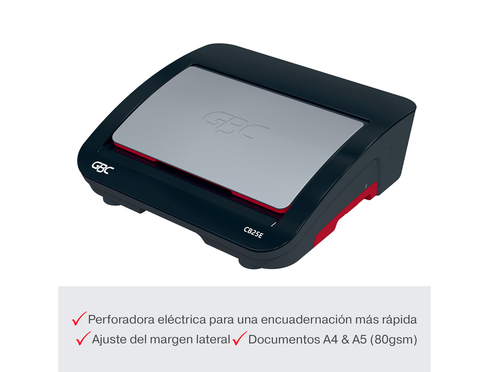ENCADERNADORA ELETRICA PARA ESPIRAL GBC COMBBIND CB25E PERFURA 25 FOLHAS TAMANHO A4/A5 ENCADERNA 390 FOLHAS