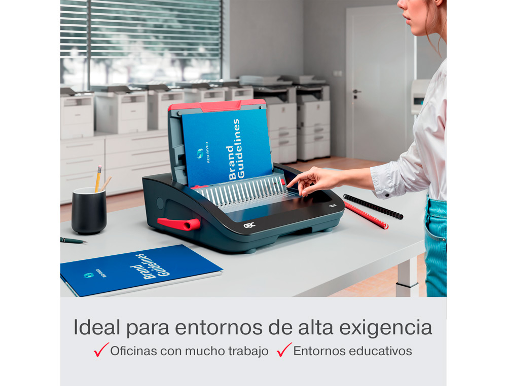 ENCADERNADORA ELETRICA PARA ESPIRAL GBC COMBBIND CB25E PERFURA 25 FOLHAS TAMANHO A4/A5 ENCADERNA 390 FOLHAS