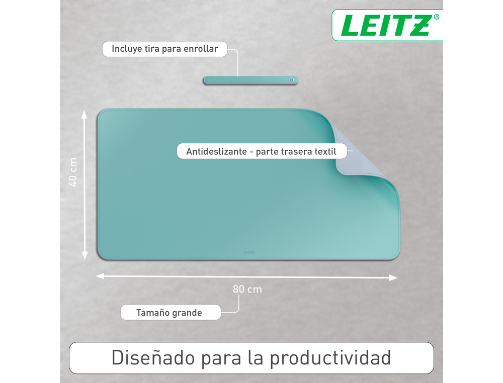 TAPETE DE SECRETARIA LEITZ 80X40 CM COR VERDE MENTA