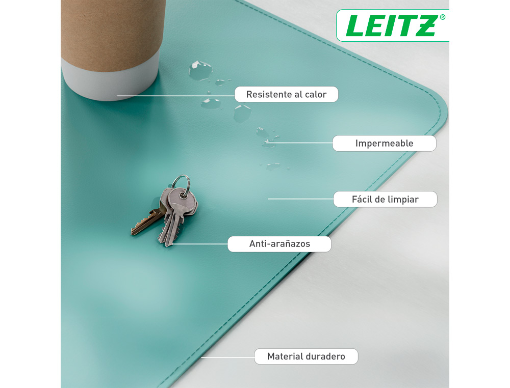 TAPETE DE SECRETARIA LEITZ 80X40 CM COR VERDE MENTA