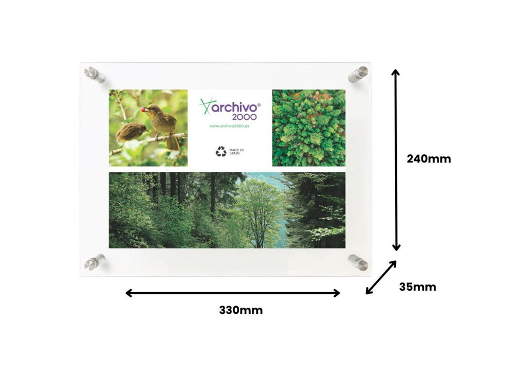 EXPOSITOR DE PAREDE ARCHIVO 2000 PREMIUM COM SEPARADORES A4 VERTICAL/HORIZONTAL 35X330X240 MM