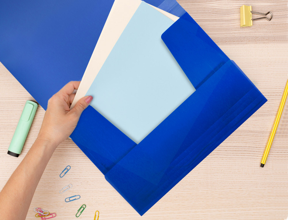 PASTA DE ELASTICOS POLIPROPILENO LIDERPAPEL DIN A4 AZUL