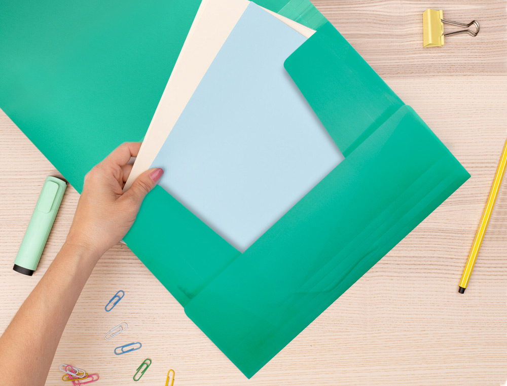 PASTA DE ELASTICOS POLIPROPILENO LIDERPAPEL DIN A4 VERDE