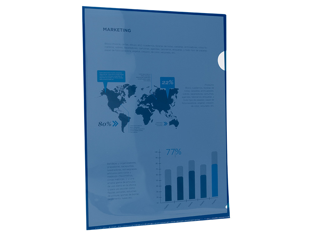 BOLSA DOSSIER LIDERPAPEL DIN A4 POLIPROPILENO AZUL TRANSLUCIDO 20 FOLHAS