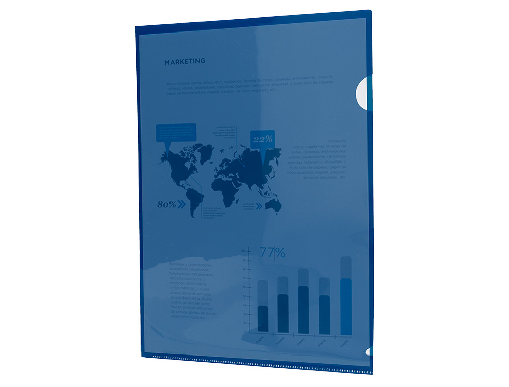 BOLSA DOSSIER LIDERPAPEL DIN A4 POLIPROPILENO AZUL TRANSLUCIDO 20 FOLHAS