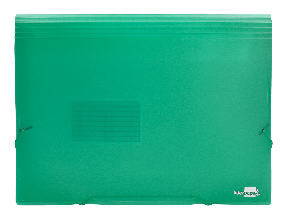 PASTA CLASSIFICADORA COM FOLE LIDERPAPEL DIN A4 TRANSPARENTE 13 DEPARTAMENTOS VERDE