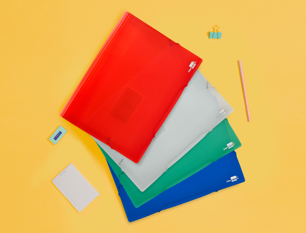 PASTA CLASSIFICADORA COM FOLE LIDERPAPEL DIN A4 TRANSPARENTE 13 DEPARTAMENTOS VERDE