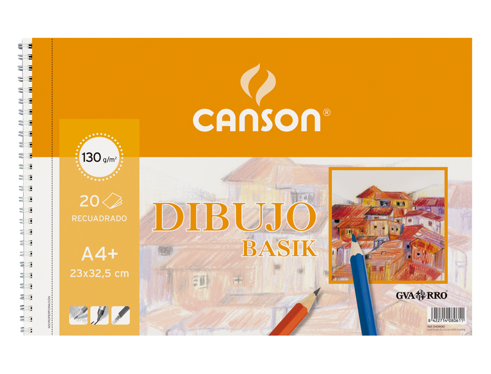 BLOCO DE DESENHO BASIK DIN A4+ ESPIRAL 23 X 32.5 CM20 FOLHAS MICROPERFURADO -2 FUROS COM ESQUADRIA