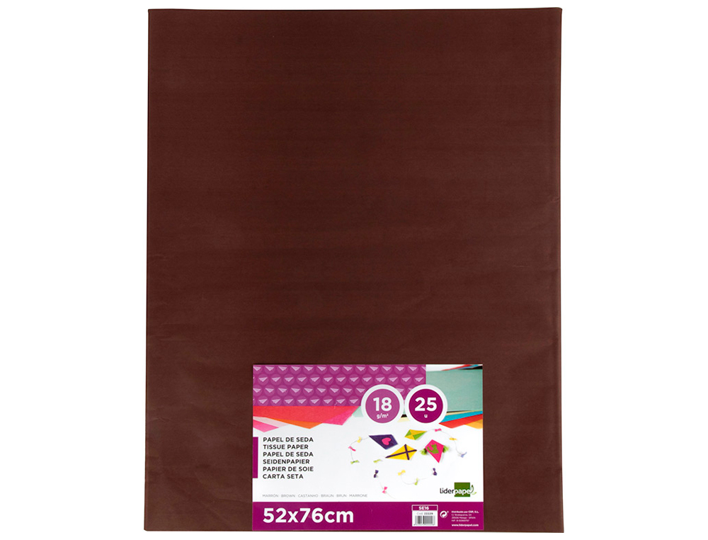 PAPEL SEDA LIDERPAPEL 52 X 76 CM 18 GR CASTANHO EMBALAGEM DE 25 FOLHAS