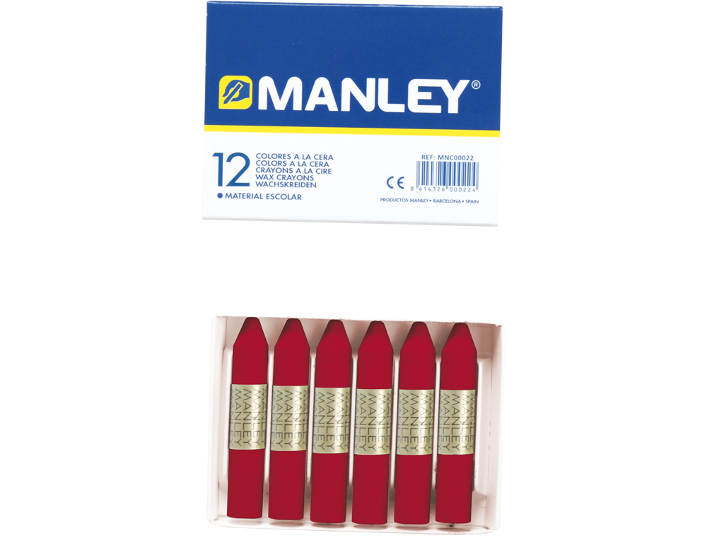 LAPIS DE CERA MANLEY UNICOLOR CARMIM PERMANENTE CAIXA DE 12 N.10