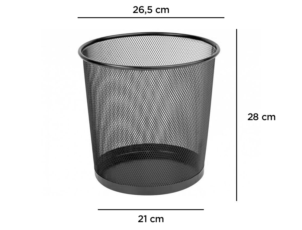 CESTO DE PAPEIS Q-CONNECT DE REDE METALICO PRETO CAPACIDADE 13 LITROS 28X26,5 CM