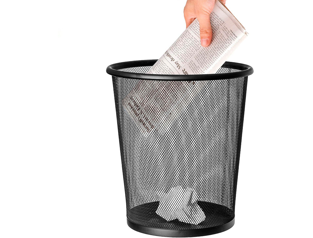 CESTO DE PAPEIS Q-CONNECT DE REDE METALICO PRETO CAPACIDADE 13 LITROS 28X26,5 CM