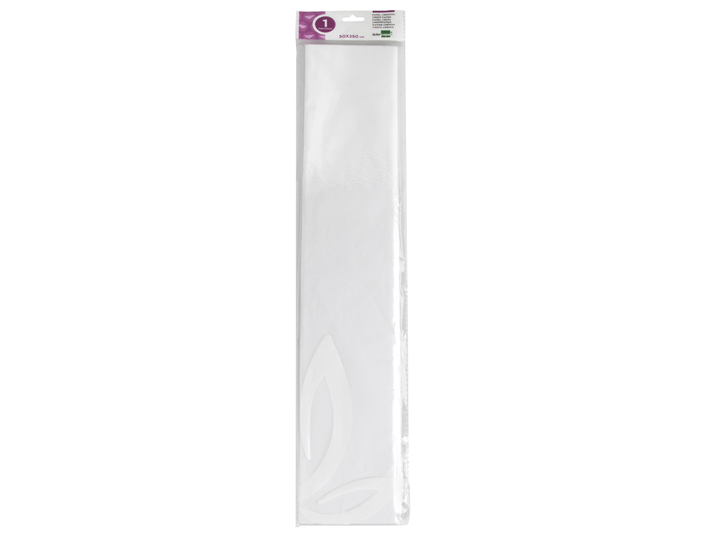 PAPEL CREPE EM CELOFANE LIDERPAPEL 50 CM X 2,5 M BRANCO CLASSICO