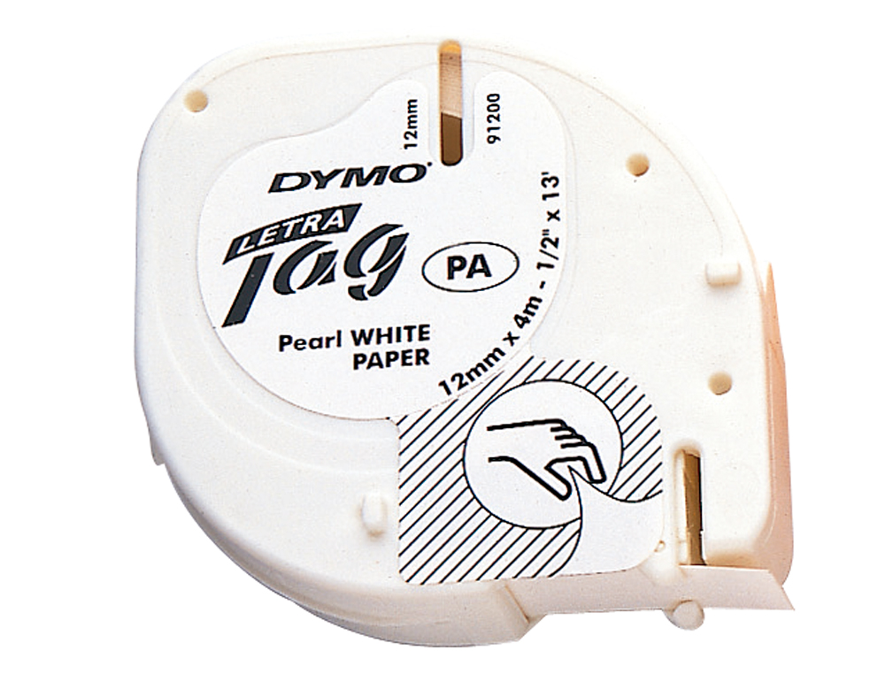 FITA DYMO PAPEL 12MMX4MT -PRETO/BRANCO PARA LETRATAG