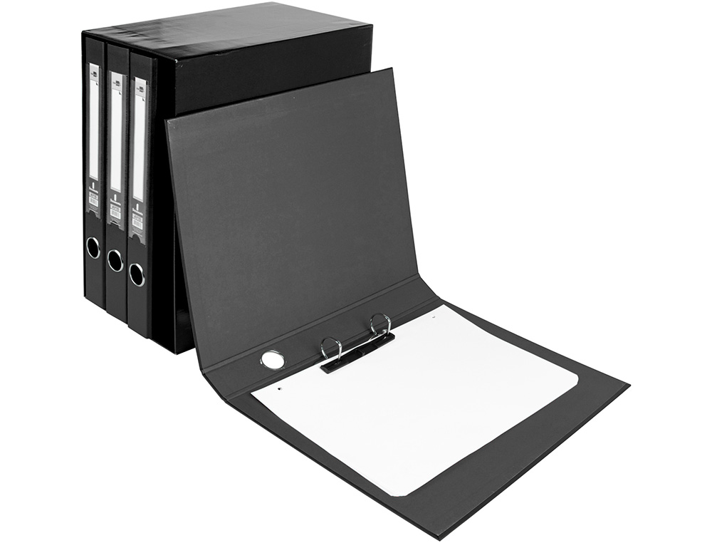 MODULO DE 4 PASTAS DE ARQUIVO LIDERPAPEL 2 ANEIS FOLIO LOMBADA 35 MM PRETO