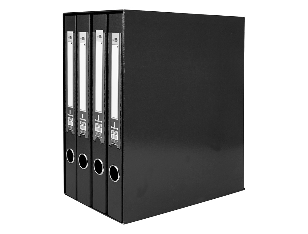 MODULO DE 4 PASTAS DE ARQUIVO LIDERPAPEL 2 ANEIS FOLIO LOMBADA 35 MM PRETO