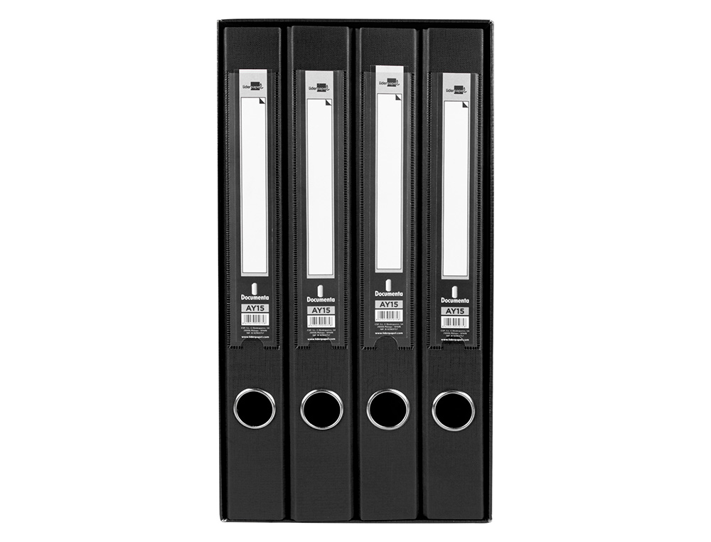 MODULO DE 4 PASTAS DE ARQUIVO LIDERPAPEL 2 ANEIS FOLIO LOMBADA 35 MM PRETO