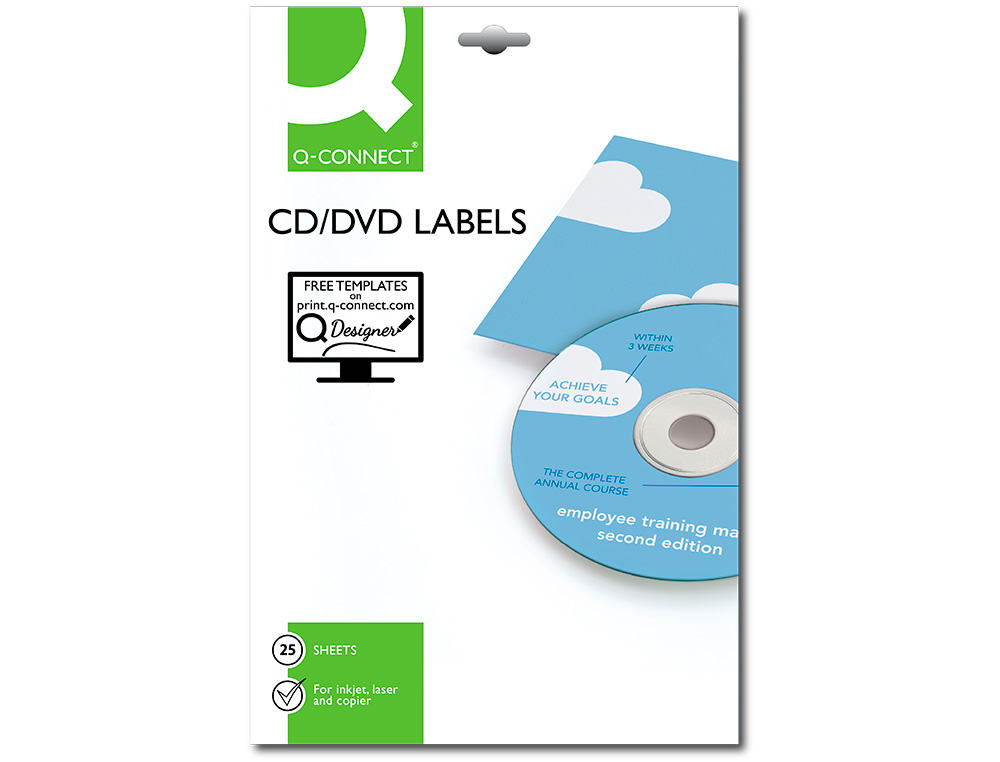 ETIQUETAS ADESIVAS Q-CONNECT DIN A4 117 MM DIAMETRO