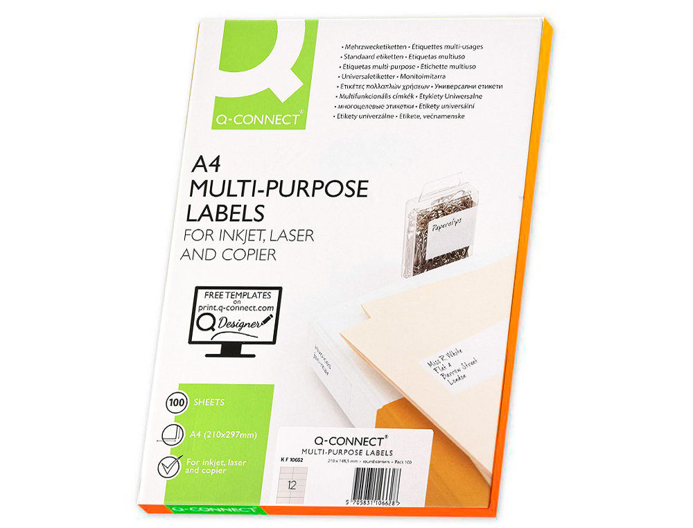 ETIQUETAS ADESIVAS Q-CONNECT DIN A4 105 X 48 MM