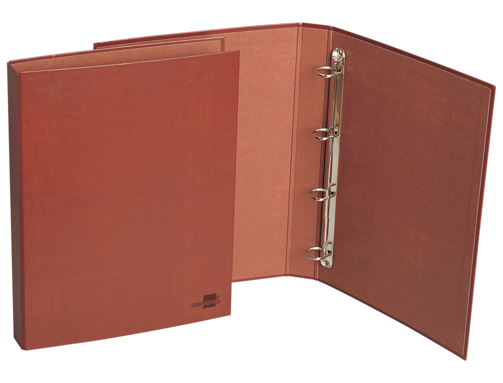 PASTA LIDERPAPEL DE ANEIS CARTAO FORRADO COURO FOLIO NATURAL LOMBADA 40 MM 4 ANEIS