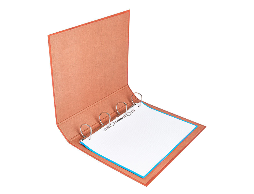 PASTA LIDERPAPEL DE ANEIS CARTAO FORRADO COURO FOLIO NATURAL LOMBADA 55 MM 4 ANEIS