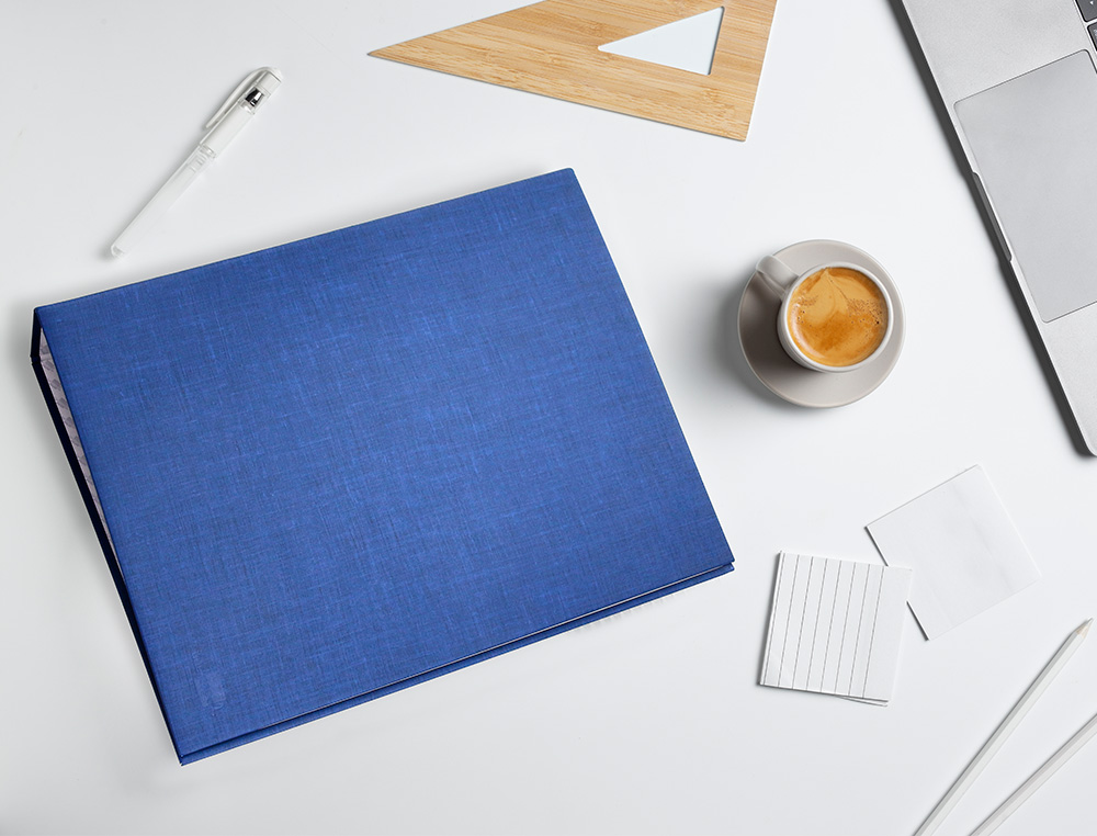 CAPA LIDERPAPEL PAPER COAT 4 ANEIS 25 MM FORRO PVC FOLIO AZUL