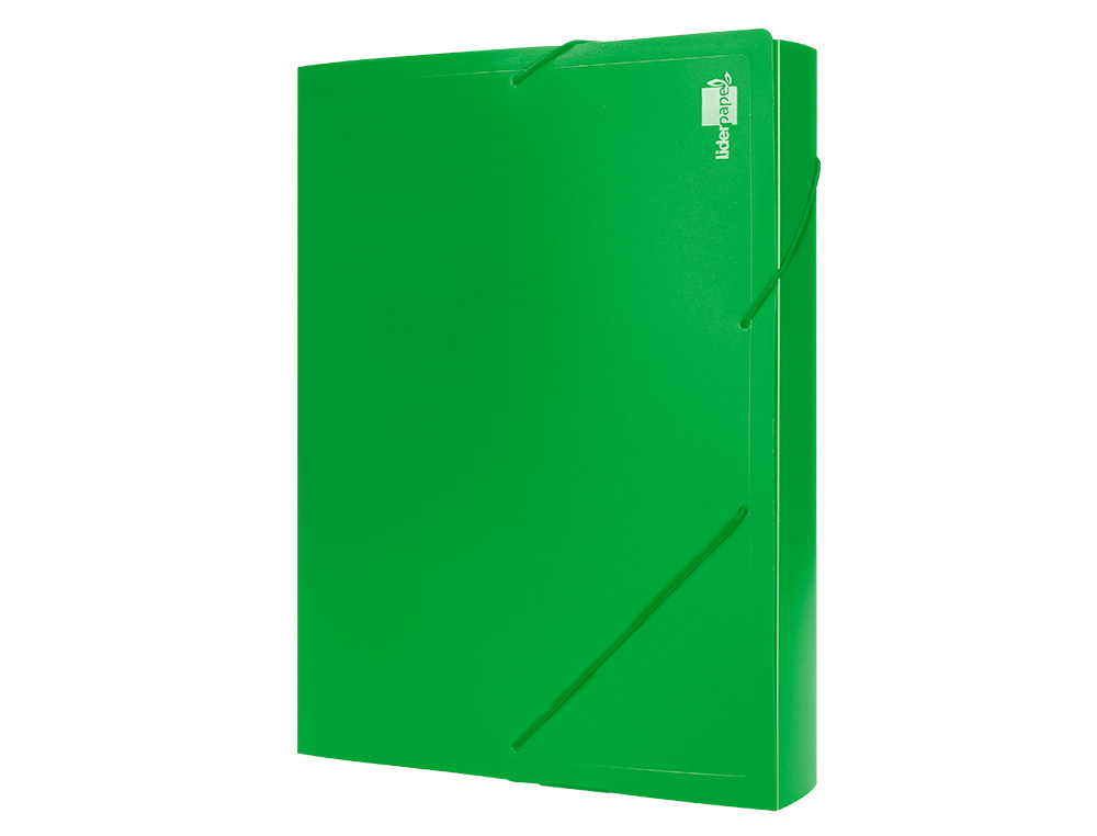 PASTA DE ELASTICOS LIDERPAPEL POLIPROPILENO DIN A4 VERDE LOMBADA 50 MM
