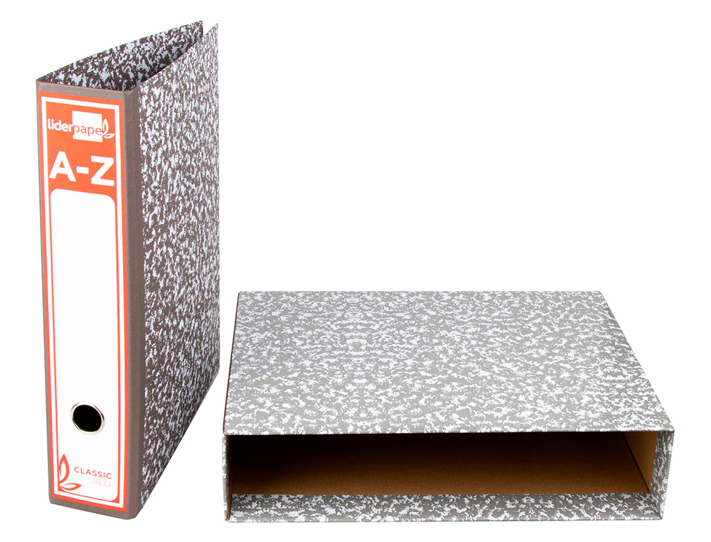 CAIXA PARA PASTA DE ARQUIVO LIDERPAPEL CLASSIC RED DIN A4 MARMOREADA CINZA
