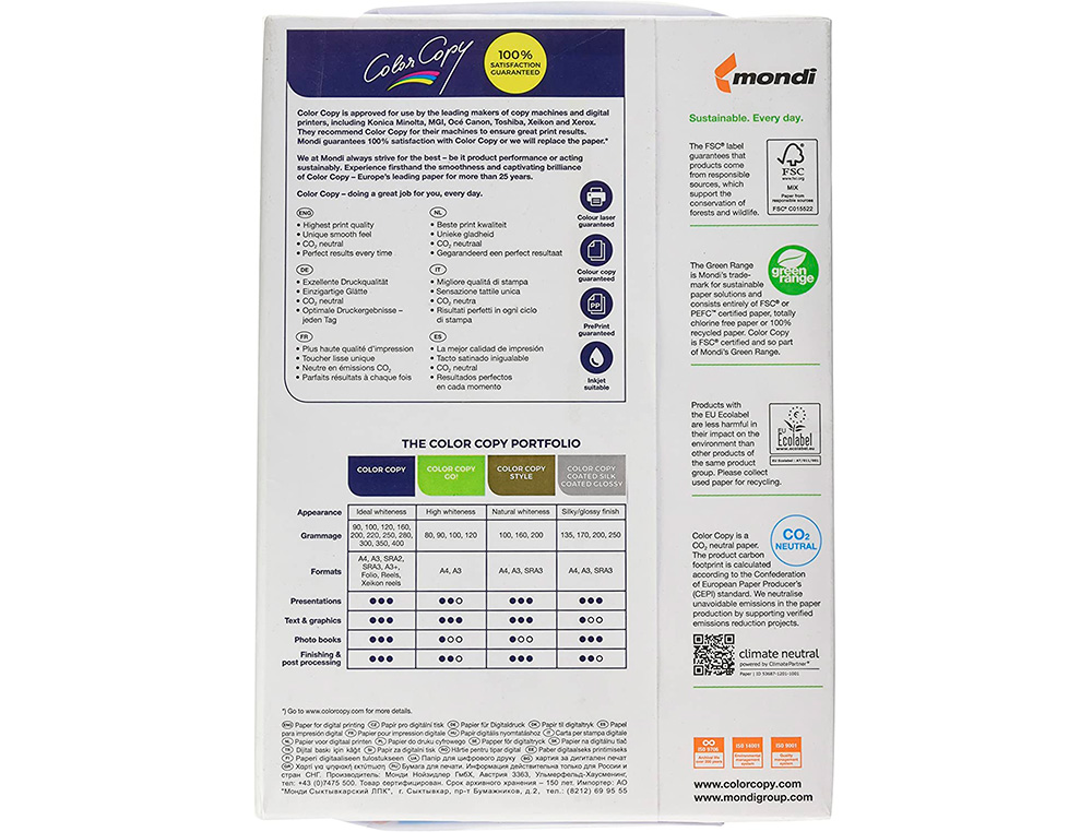 PAPEL COLOR COPY DIN A3 100 GR EMBALAGEM DE 500 FOLHAS