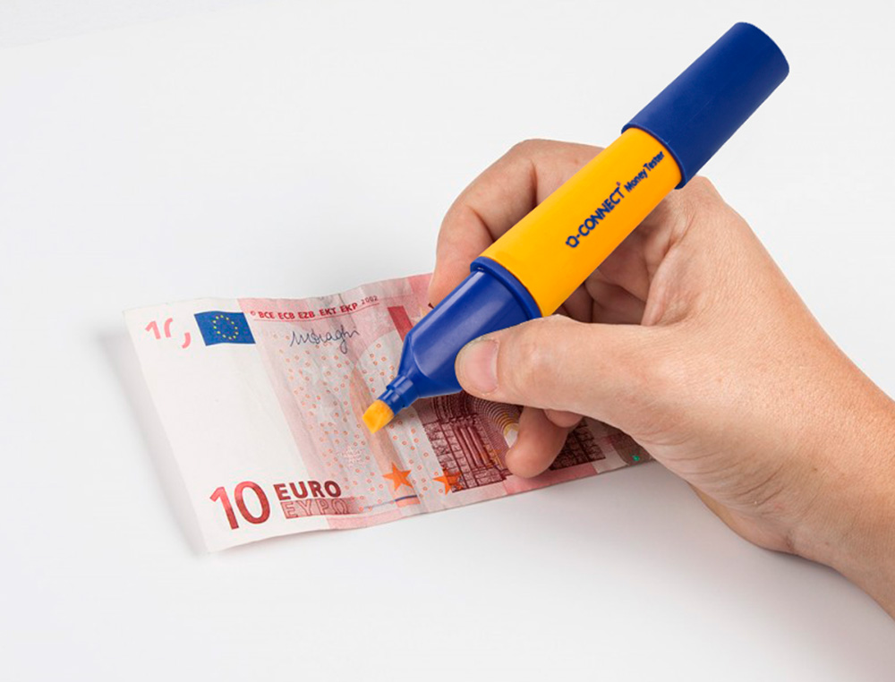MARCADOR EURO TESTER PEN Q-CONNECT PARA DETECTAR NOTAS EURO FALSAS