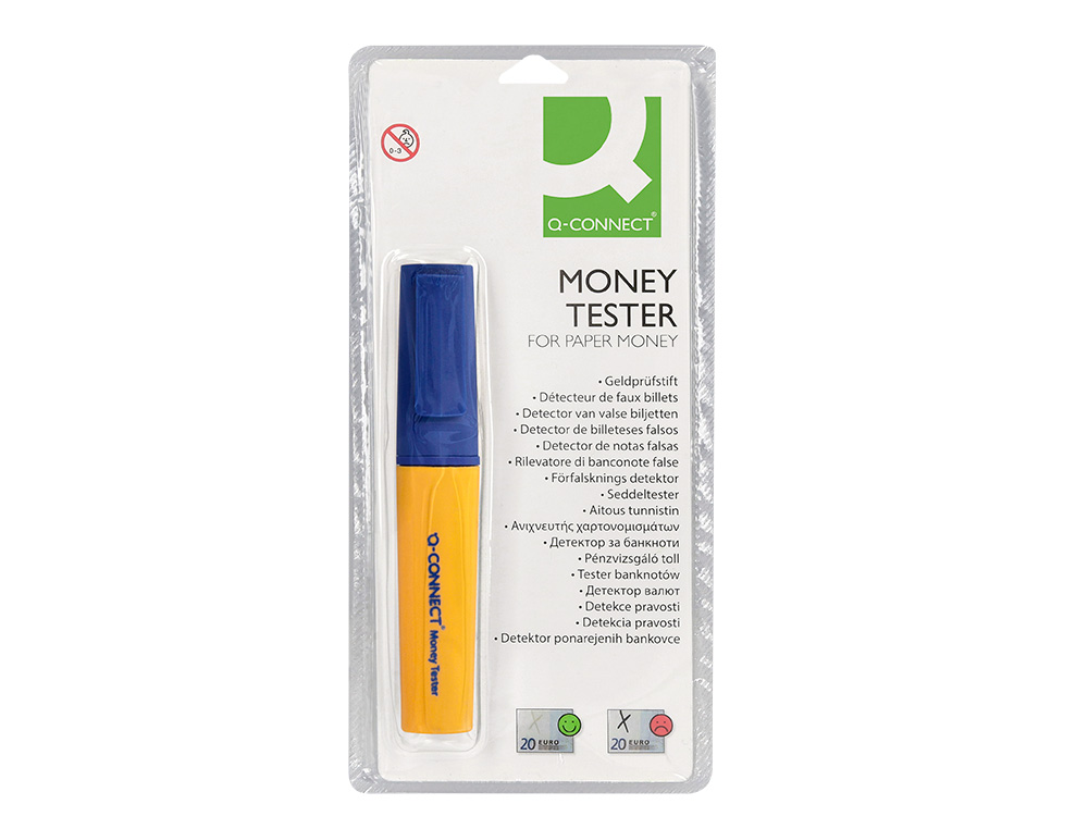 MARCADOR EURO TESTER PEN Q-CONNECT PARA DETECTAR NOTAS EURO FALSAS