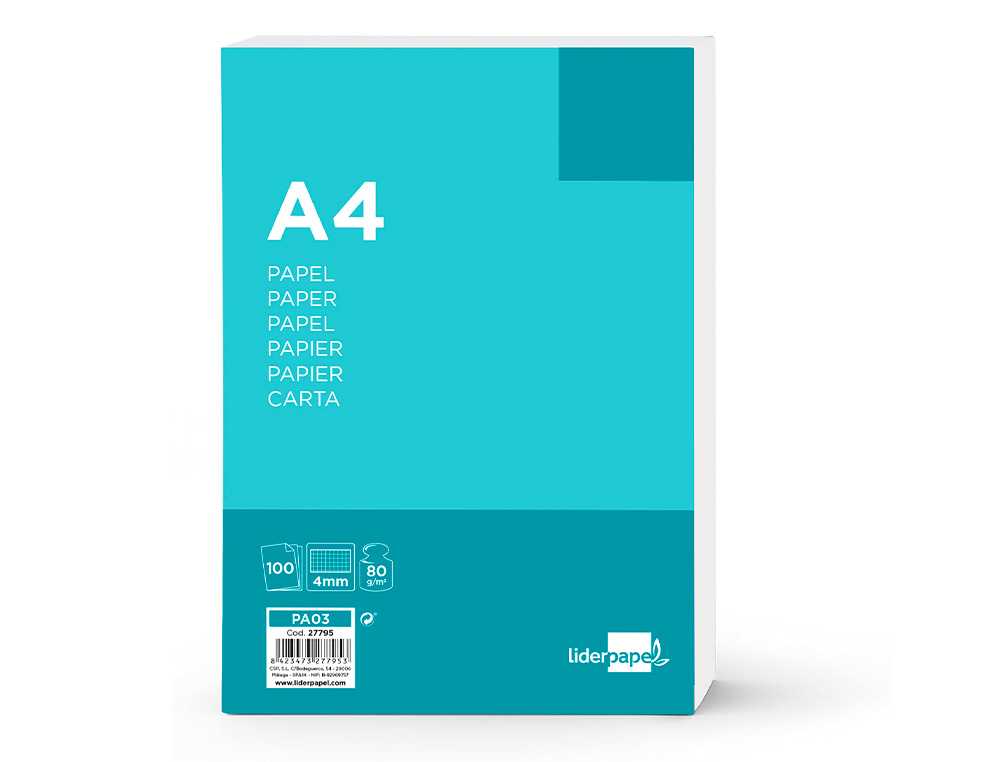 PAPEL LIDERPAPEL DE ESCRITA 80 GR QUADRICULADO SEM FUROS