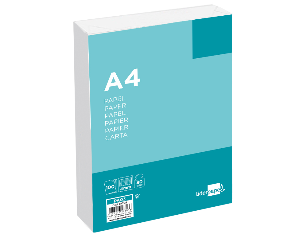 PAPEL LIDERPAPEL DE ESCRITA 80 GR QUADRICULADO SEM FUROS