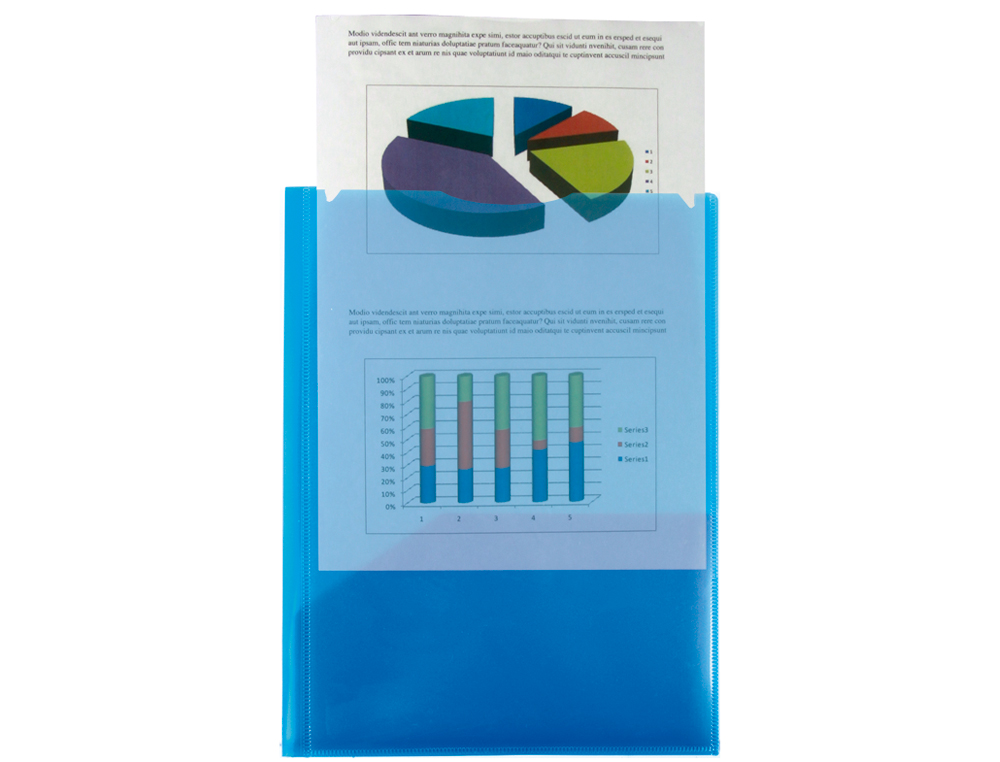 BOLSA DOSSIER LIDERPAPEL COM DUPLA BOLSA DIN A4 AZUL