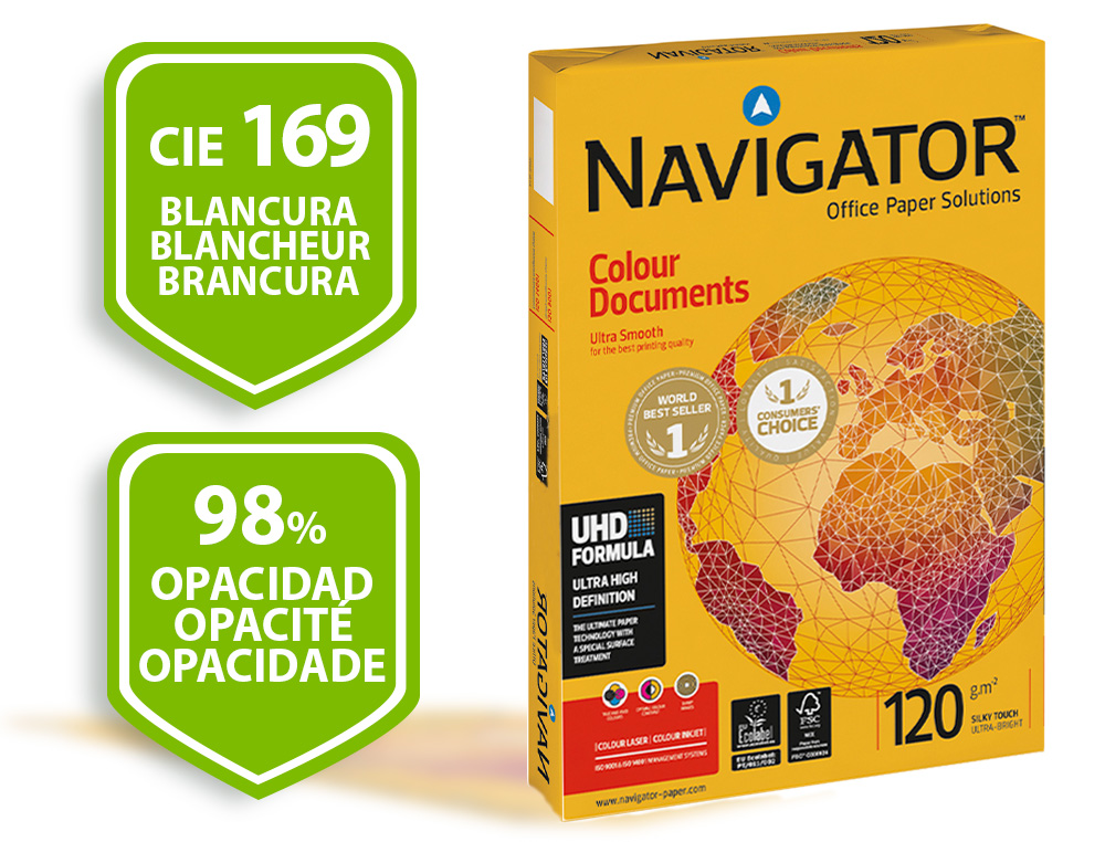 PAPEL FOTOCOPIA NAVIGATOR DIN A4 120 GR EMBALAGEM DE 250 FOLHAS