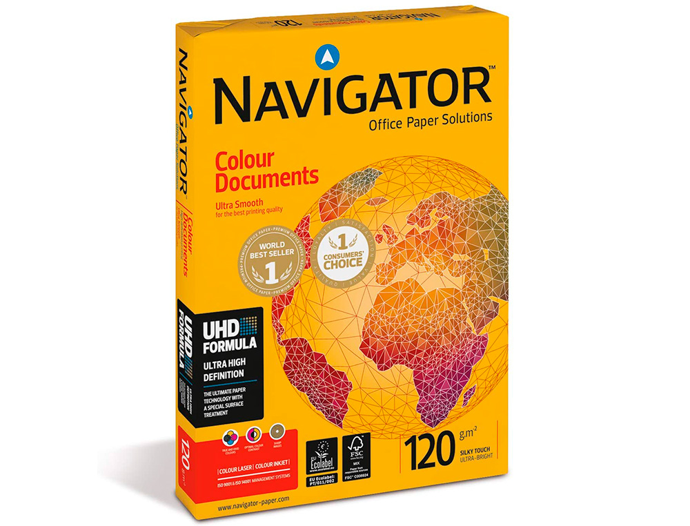 PAPEL FOTOCOPIA NAVIGATOR DIN A4 120 GR EMBALAGEM DE 250 FOLHAS