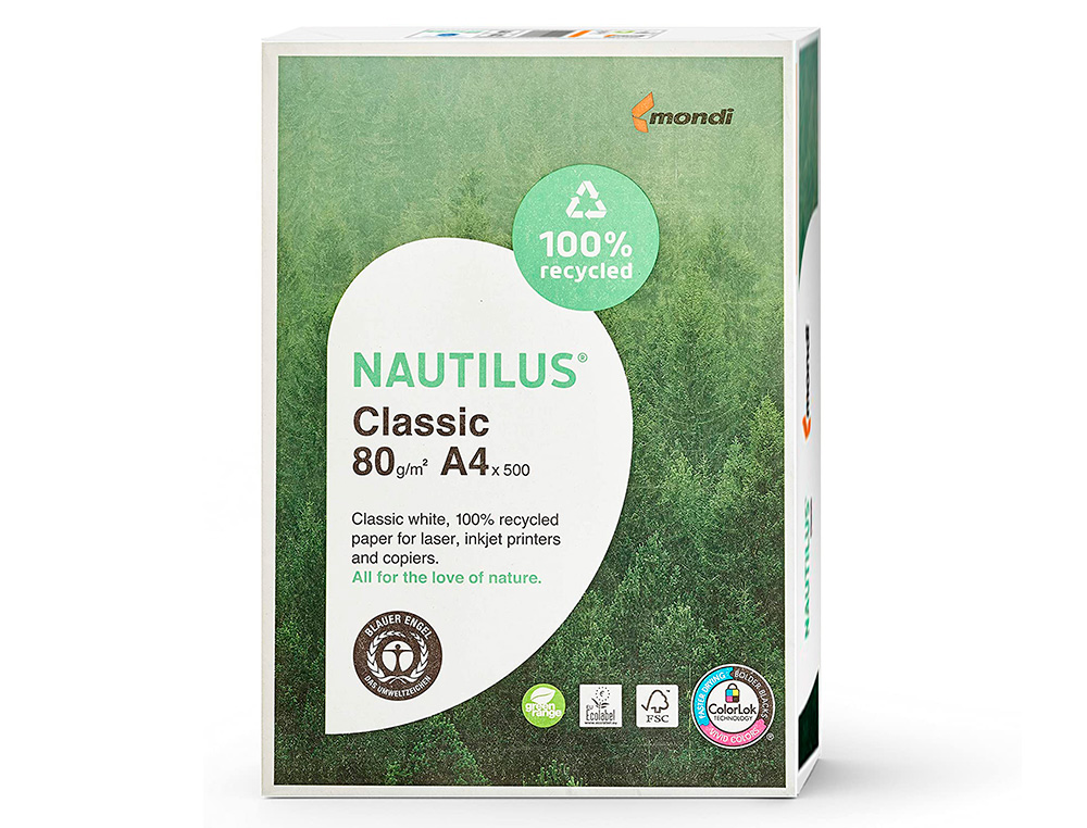 PAPEL FOTOCOPIA NAUTILUS DIN A4 80 GR EMBALAGEM DE 500 FOLHAS