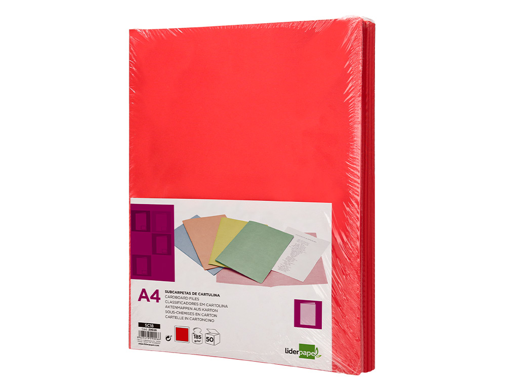 CLASSIFICADOR LIDERPAPEL EM CARTOLINA DE 180 GR DIN A4 VERMELHO INTENSO